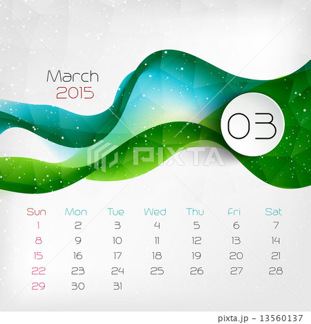 2015  Year  Calendar. March. Vector illustration 13560137