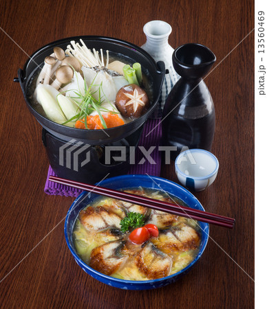 japanese cuisine. hot pot on the background japanese cuisine. hot pot on the background 13560469