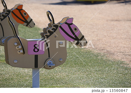 中山競馬場の緑の広場の木馬 13560847