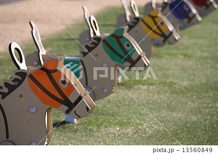 中山競馬場の緑の広場の木馬 13560849