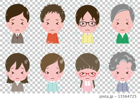 人物 顔 セット 恥ずかしい 緊張のイラスト素材