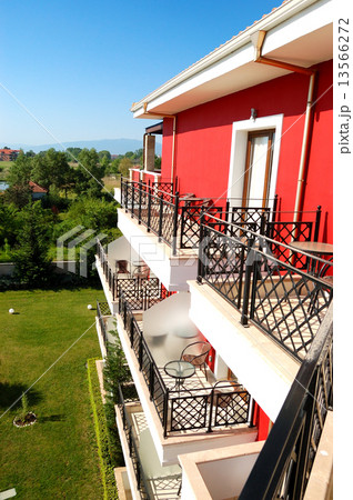 View from balcony at the modern luxury hotel, Pieria, Greece 13566272