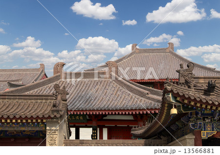 Roof decorations on the territory Giant Wild Goose Pagoda, Xian (Sian, Xi'an),Shaanxi province,China Roof decorations on the territory Giant Wild Goose Pagoda, Xian (Sian, Xi'an),Shaanxi province,China 13566881