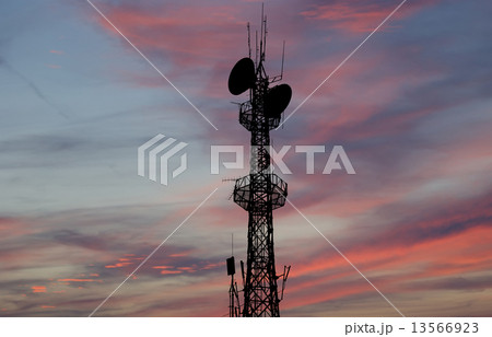 Communication transmitter against a sky background Communication transmitter against a sky background 13566923