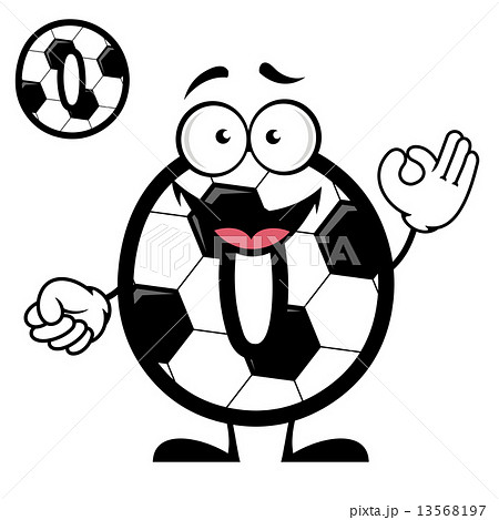 Funny Cartoon Number Zero In Football Or Soccer のイラスト素材