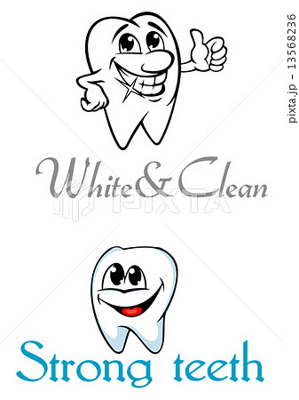 Happy smiling cartoon teeth for dental logo or emblem design 13568236