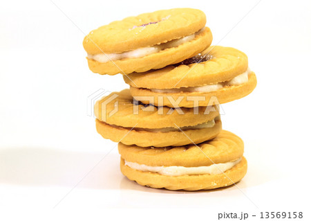 Sandwich biscuits on white background 13569158
