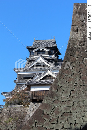熊本城 二様の石垣と天守閣 熊本城 二様の石垣と天守閣 13569417