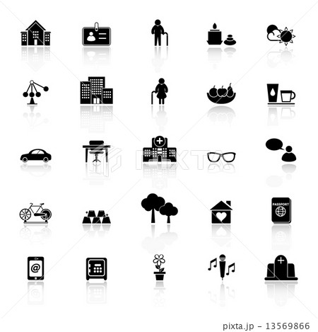 Retirement community icons with reflect on white background Retirement community icons with reflect on white background 13569866