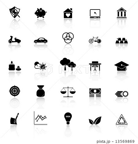 Sufficient economy icons with reflect on white background Sufficient economy icons with reflect on white background 13569869