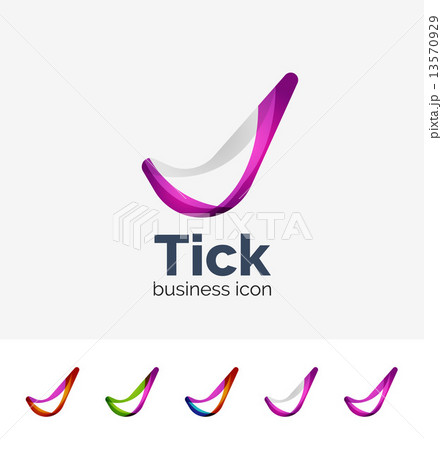 Modern tick abstract wave logo set 13570929