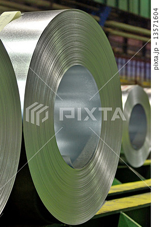 Huge rolls of tinplate galvanized in the factory 13571604