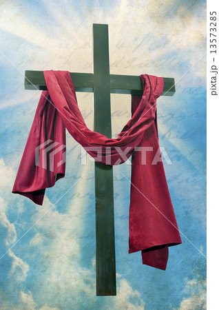 Large christian cross with sun rays Large christian cross with sun rays 13573285
