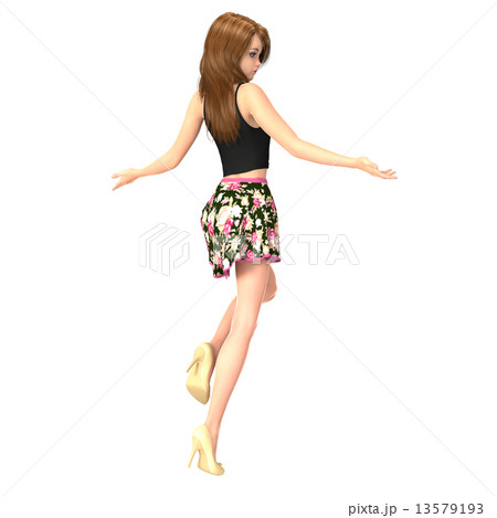 ポーズするモデル体型の女性 13579193