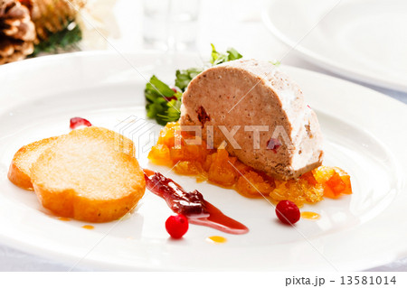 Foie gras pate on Christmas table 13581014
