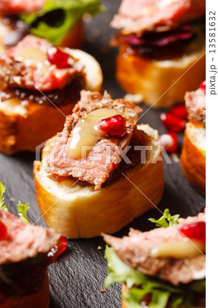 canape with beef meat 13581632