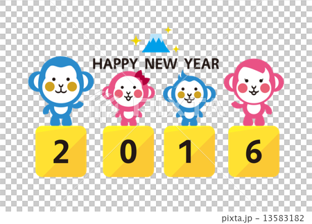 申年　家族　富士山　はがきテンプレート 13583182