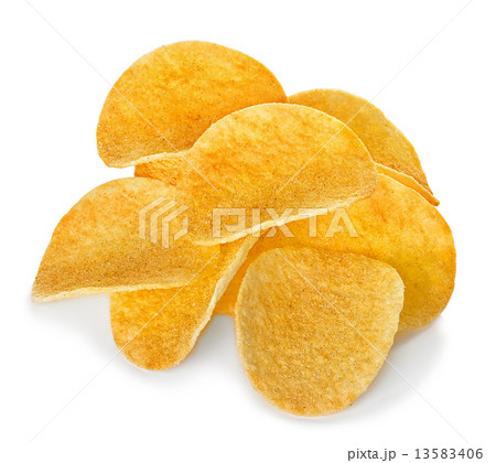 Potato Chips close-up, isolated on a white background Potato Chips close-up, isolated on a white background 13583406
