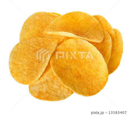 Potato Chips close-up, isolated on a white background Potato Chips close-up, isolated on a white background 13583407