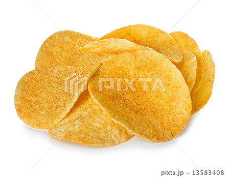 Potato Chips close-up, isolated on a white background 13583408