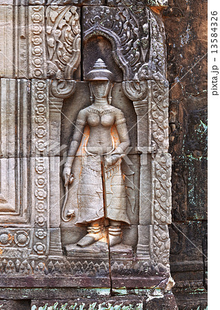 Angkor woman bas-relief, Cambodia 13584326