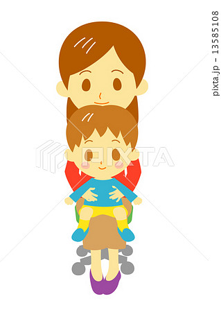 子供を膝に座らせている女性のイラスト素材