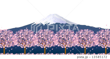 富士山 桜 背景のイラスト素材