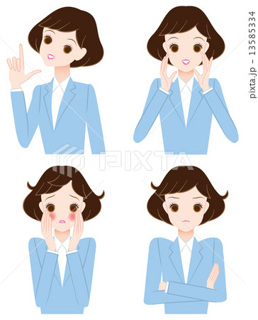 若い女性の表情とポーズ 13585334