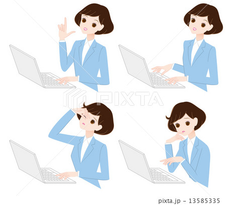 若い女性とノートパソコン 13585335