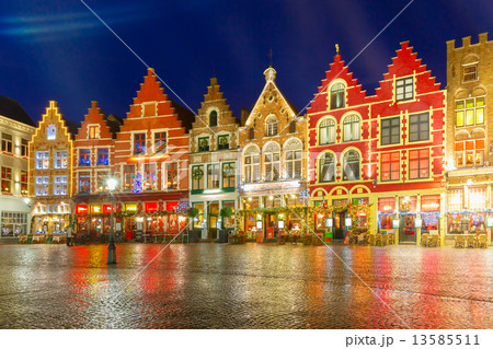 Christmas Old Market square in the center of Bruges, Belgium 13585511