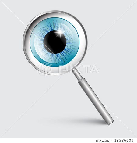 Vector Magnifying Glass with Blue Eye 13586609
