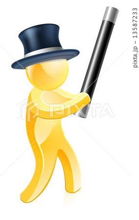 Magician in top hat with wand Magician in top hat with wand 13587233