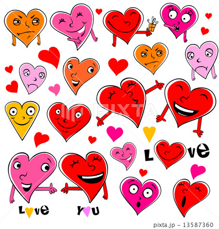 Funny cartoon hearts. 13587360