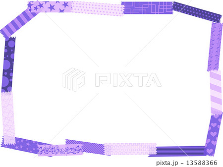 紫のマスキングテープフレームのイラスト素材