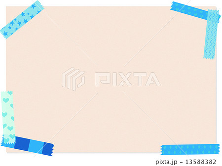 青いマスキングテープフレームと紙の背景のイラスト素材 13588382