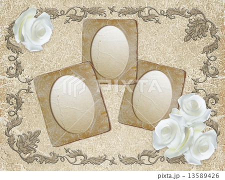 Grunge frame with roses   13589426