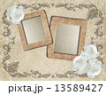 Grunge frame with roses and paper 13589427