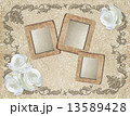 Grunge frame with roses and paper 13589428