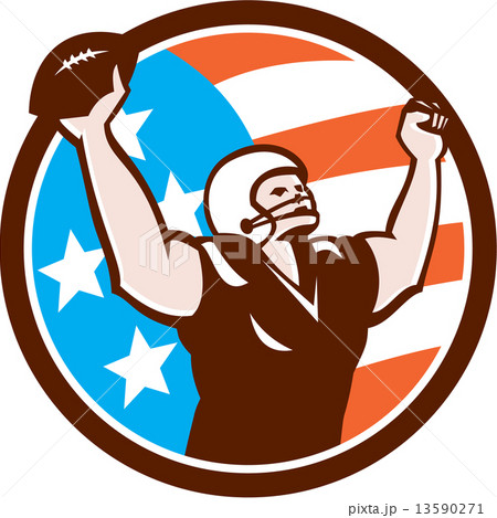 American Football Celebrating Touchdown Retro American Football Celebrating Touchdown Retro 13590271