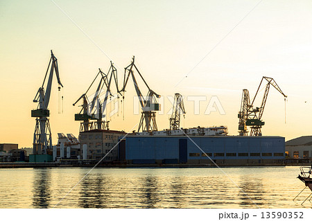 Port warehouse with cargoes 13590352