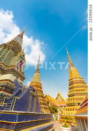 Pagodas of Wat Pho temple in Bangkok, Thailand 13590618