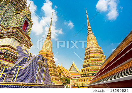 Pagodas of Wat Pho temple in Bangkok, Thailand Pagodas of Wat Pho temple in Bangkok, Thailand 13590622