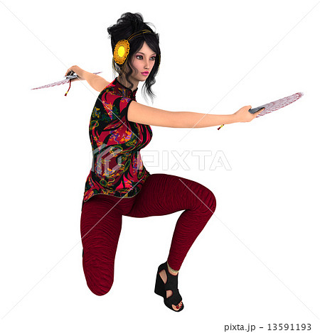 扇の舞をする女性 13591193
