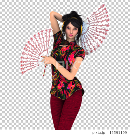扇の舞をする女性 13591199
