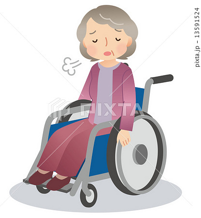 車椅子に乗る高齢者 困りごとのイラスト素材