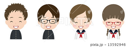 学生　顔　セット　笑顔 13592946