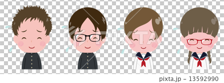 学生　顔　セット　照れ笑い 13592990