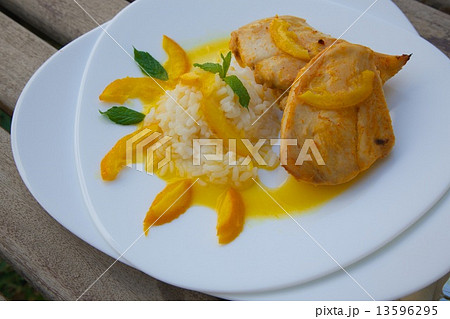 Healthy lunch -chicken rice in orange sauce Healthy lunch -chicken rice in orange sauce 13596295