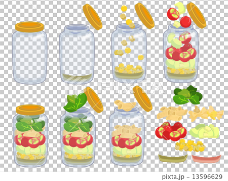 Bottle salad making process and ingredients 13596629