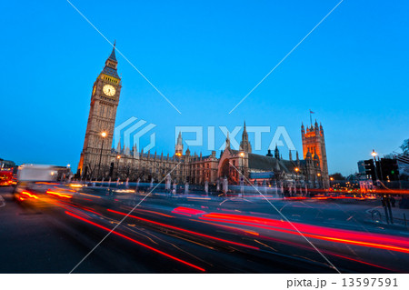 The Big Ben, the House of Parliament and the Westminster Bridge 13597591